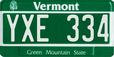 VT license plate YXE334