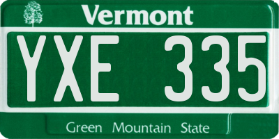 VT license plate YXE335