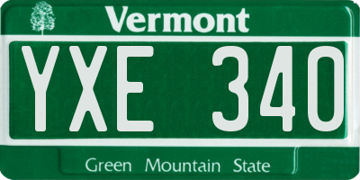 VT license plate YXE340