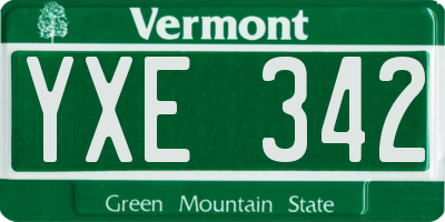 VT license plate YXE342
