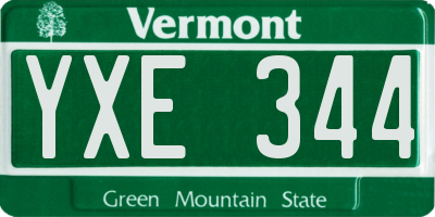 VT license plate YXE344