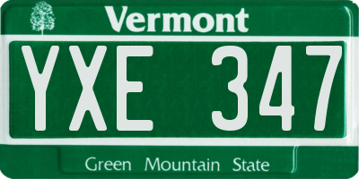 VT license plate YXE347