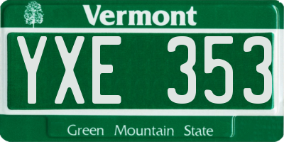 VT license plate YXE353