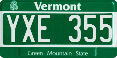 VT license plate YXE355