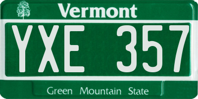 VT license plate YXE357