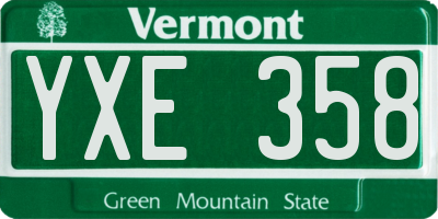 VT license plate YXE358