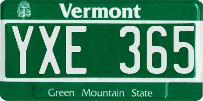 VT license plate YXE365