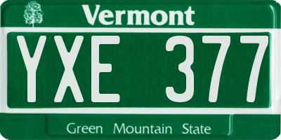 VT license plate YXE377