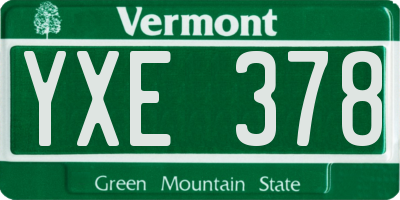 VT license plate YXE378
