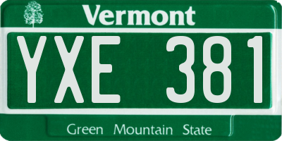 VT license plate YXE381