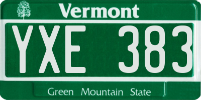 VT license plate YXE383