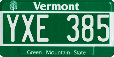 VT license plate YXE385