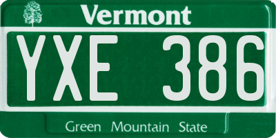 VT license plate YXE386