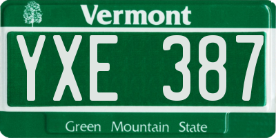 VT license plate YXE387