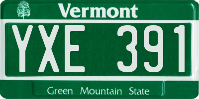 VT license plate YXE391
