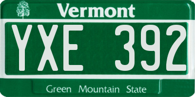 VT license plate YXE392