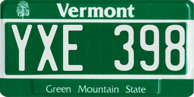 VT license plate YXE398
