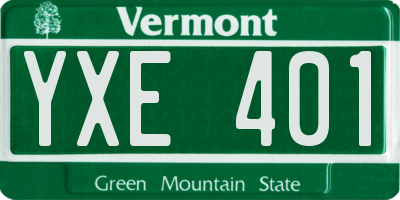 VT license plate YXE401