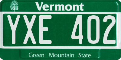 VT license plate YXE402