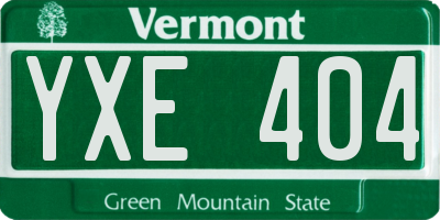 VT license plate YXE404