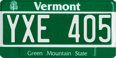 VT license plate YXE405
