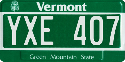 VT license plate YXE407