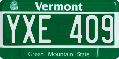 VT license plate YXE409