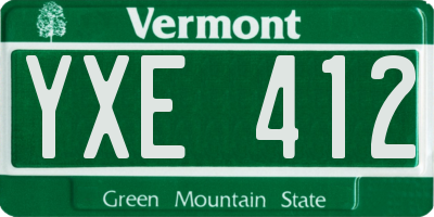 VT license plate YXE412