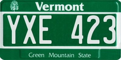 VT license plate YXE423