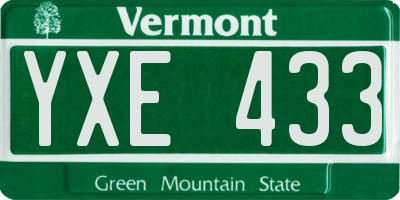 VT license plate YXE433