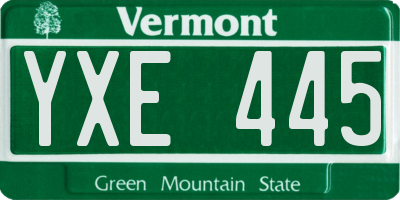 VT license plate YXE445
