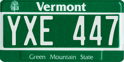 VT license plate YXE447