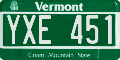 VT license plate YXE451