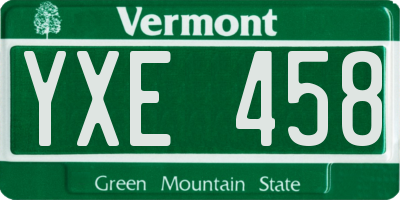 VT license plate YXE458