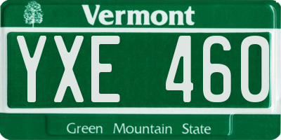 VT license plate YXE460