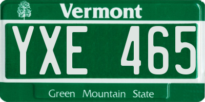 VT license plate YXE465