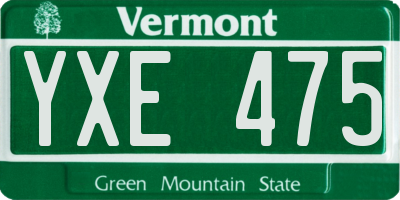 VT license plate YXE475