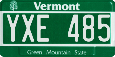 VT license plate YXE485