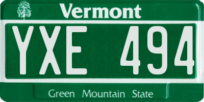 VT license plate YXE494