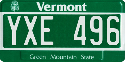 VT license plate YXE496