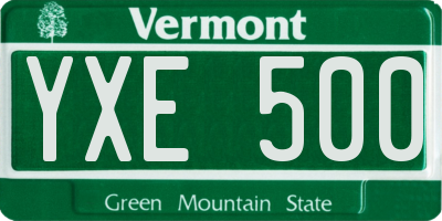 VT license plate YXE500