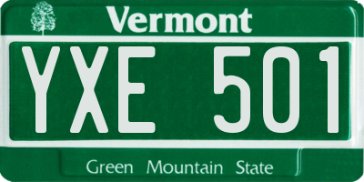 VT license plate YXE501