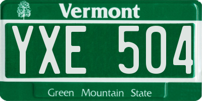 VT license plate YXE504