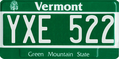 VT license plate YXE522