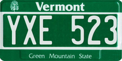 VT license plate YXE523