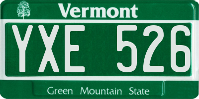 VT license plate YXE526