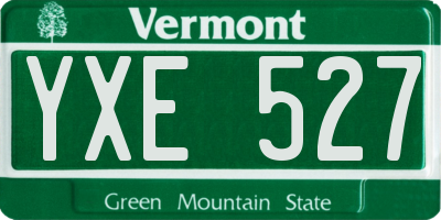 VT license plate YXE527