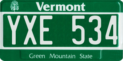 VT license plate YXE534