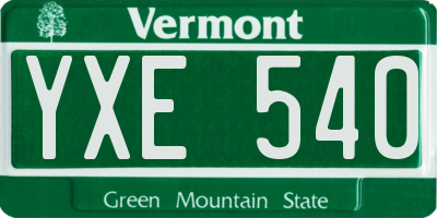 VT license plate YXE540