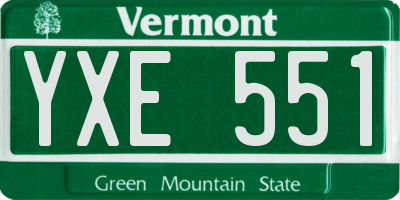 VT license plate YXE551